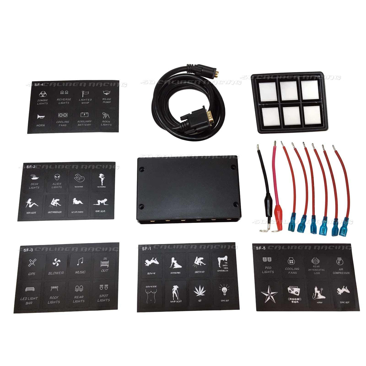Slim Mount 6 Switch Touch Panel | 6 Switch Slim Surface Mount Touch Switch Panel- Slim profile with custom labels for 12 volt Auto Boat UTV and RV Applications