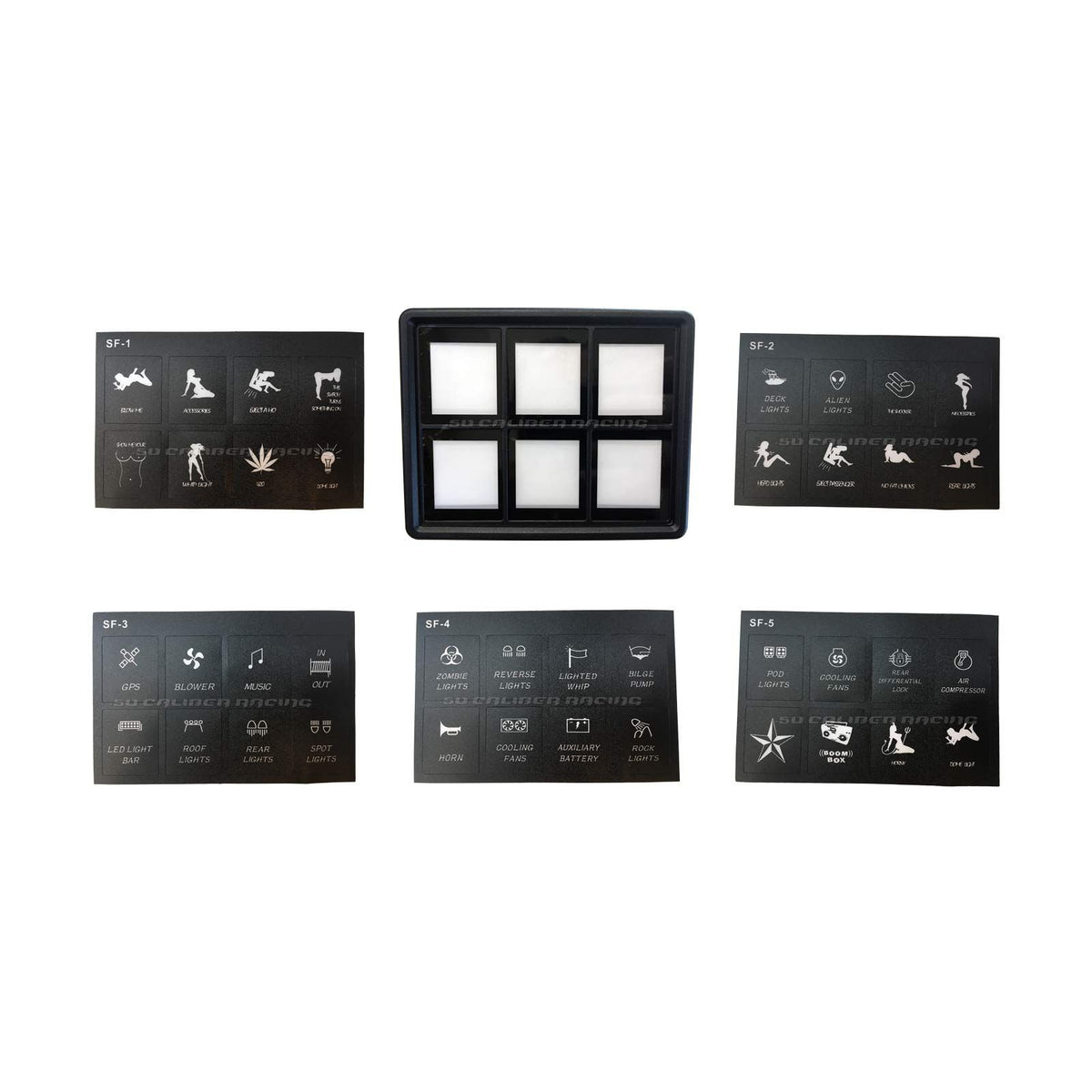 Slim Mount 6 Switch Touch Panel | Slim Capacitive touch 6 gang switch panel with 40 custom labels for all your 12v accessories