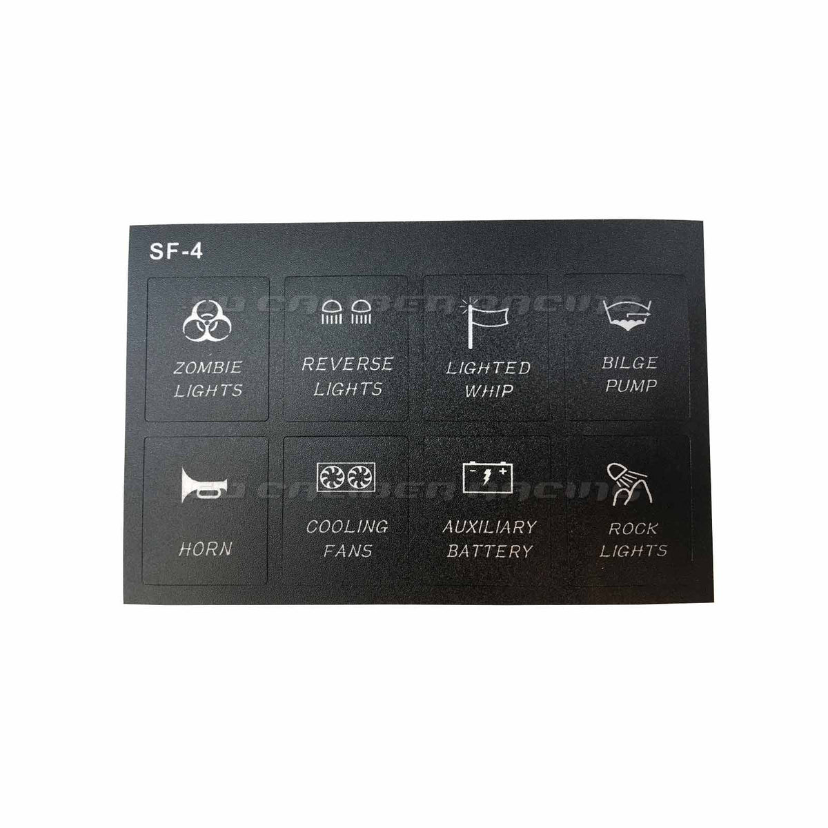 Slim Mount 6 Switch Touch Panel | Custom Labels: Zombie Lights, Reverse Lights, Lighted Whip, Bilge Pump, Horn, Cooling Fans, Auxiliary Battery, Rock Lights