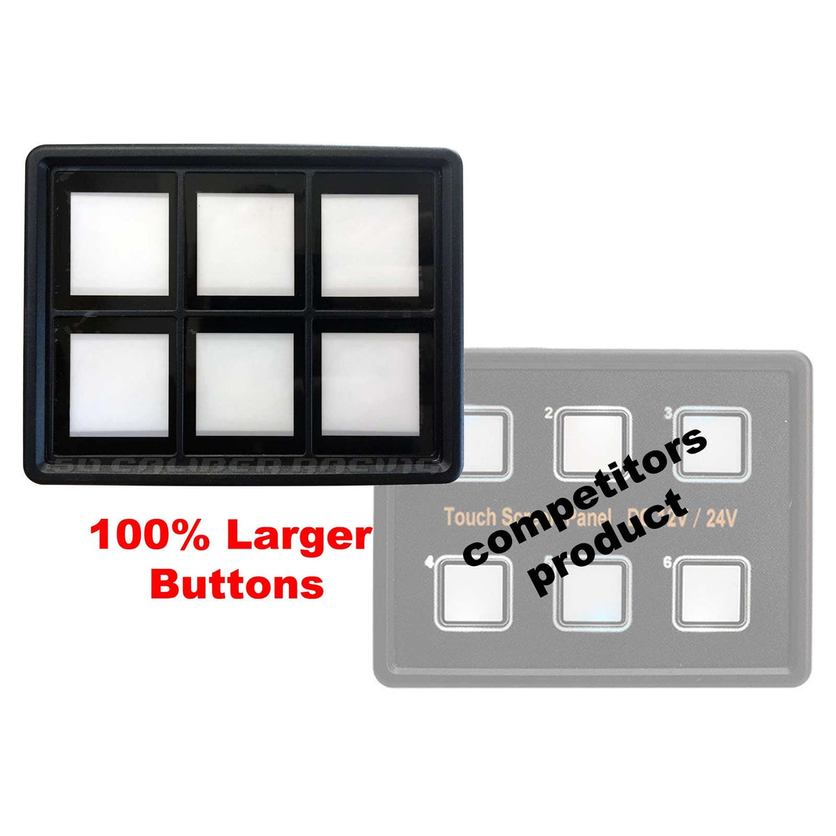 Slim Mount 6 Switch Touch Panel | Slim Capacitive touch 6 gang switch panel with 100% larger buttons than any other panel on the market