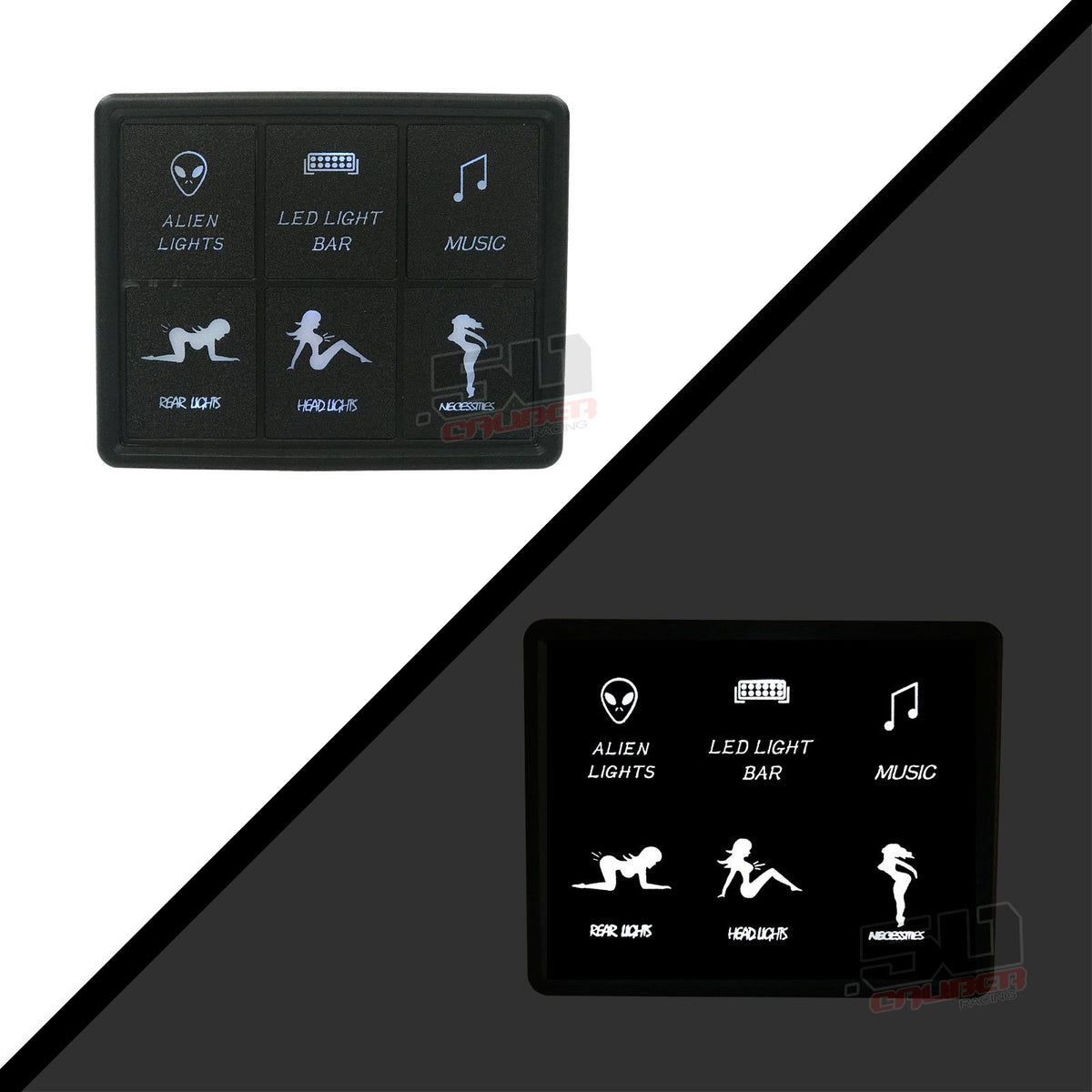 Slim Mount 6 Switch Touch Panel | 6 Switch Slim Surface Mount Touch Switch Panel- Slim profile with custom labels for 12 volt Auto Boat UTV and RV Applications