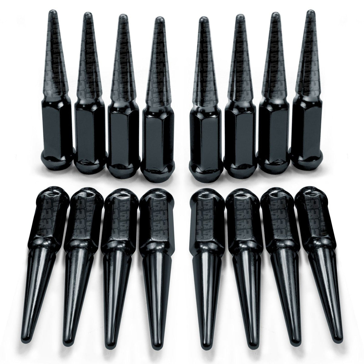 Black | 10x1.25 Extended Spike Lug Nuts - 60 Degree Taper Seat – Fits conical seat oem and aftermarket wheels – Black Finish
