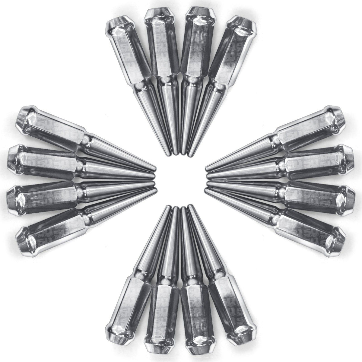 Chrome | 3/8-24 Extended Spike Lug Nuts - 60 Degree Taper Seat – Set of 16 – Chrome Finish