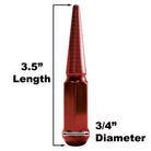 3.5 Inch Spike Lug Nut Singles | 3.5 Inch Spike Lug Nut Singles - Red Finish