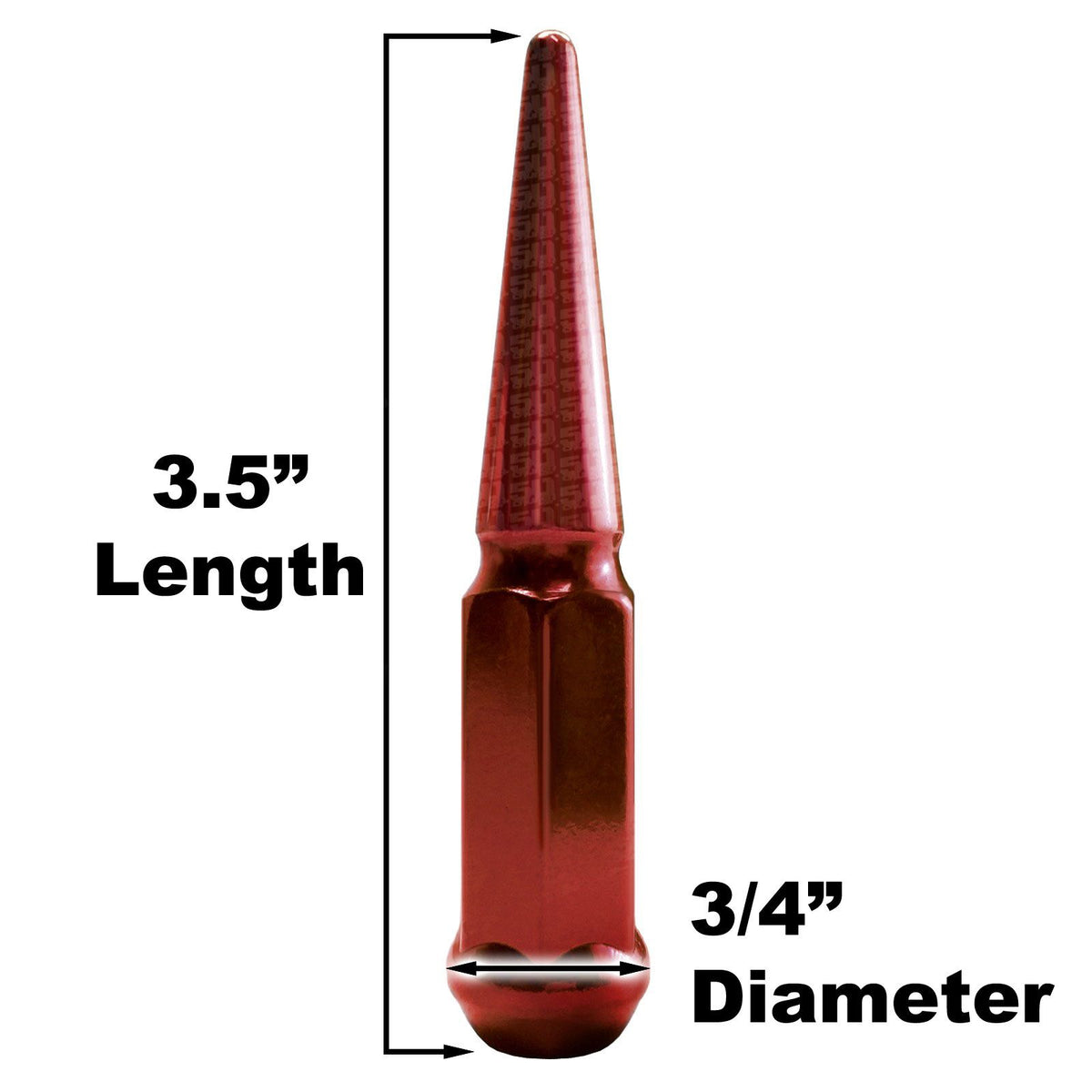 3.5 Inch Spike Lug Nut Singles | 3.5 Inch Spike Lug Nut Singles - Red Finish