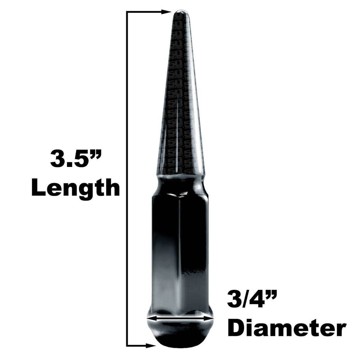 3.5 Inch Spike Lug Nut Singles | 3.5 Inch Spike Lug Nut Singles - Black Finish