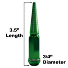 3.5 Inch Spike Lug Nut Singles | 3.5 Inch Spike Lug Nut Singles - Green Finish