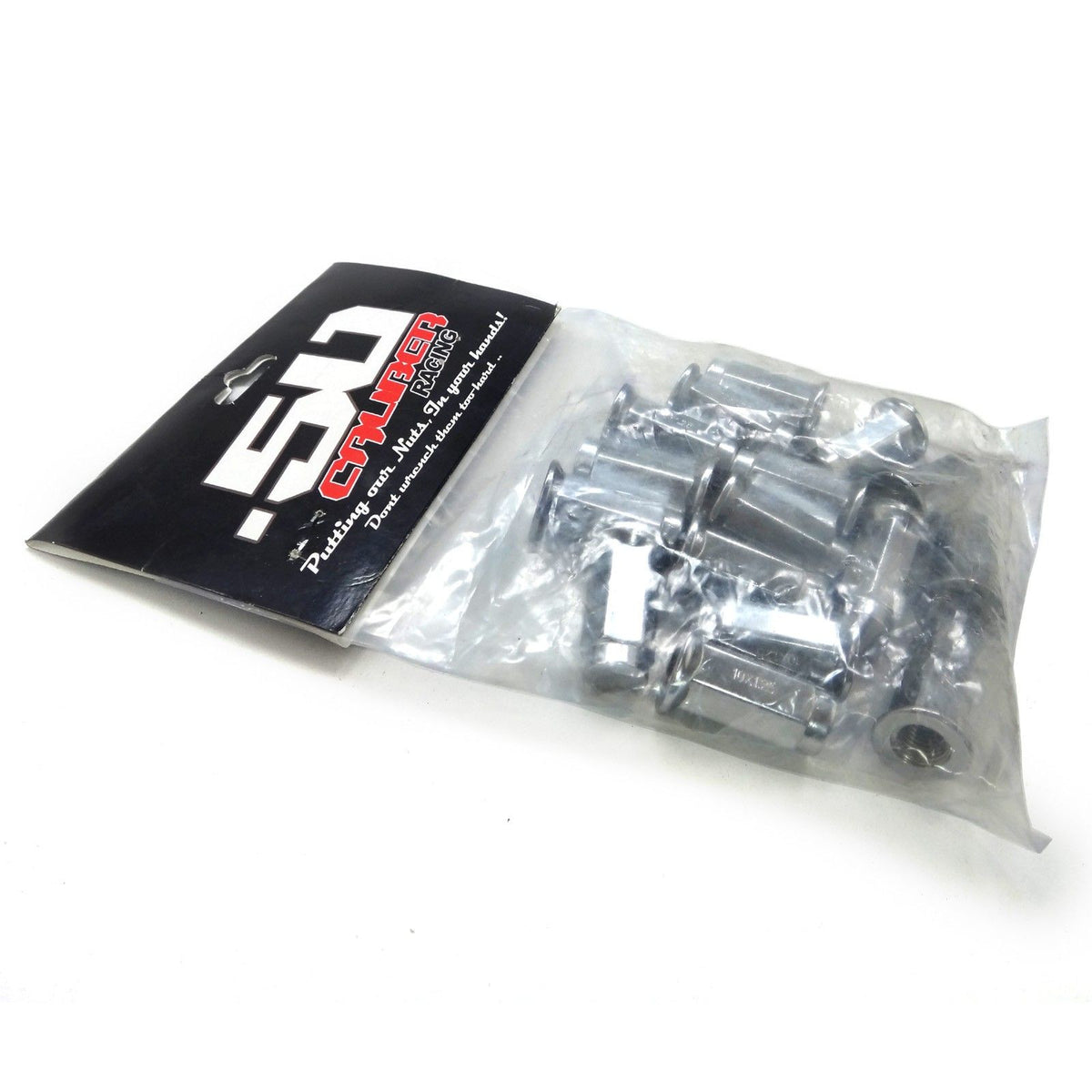 10x1.25 Flat Lug Nuts with Chrome Finish - Set of 16 | 50 Caliber Racing Chrome 10mm x 1.25 Flat Lug Nuts 14mm Hex 19mm Round Base Hub Centric Set of 16