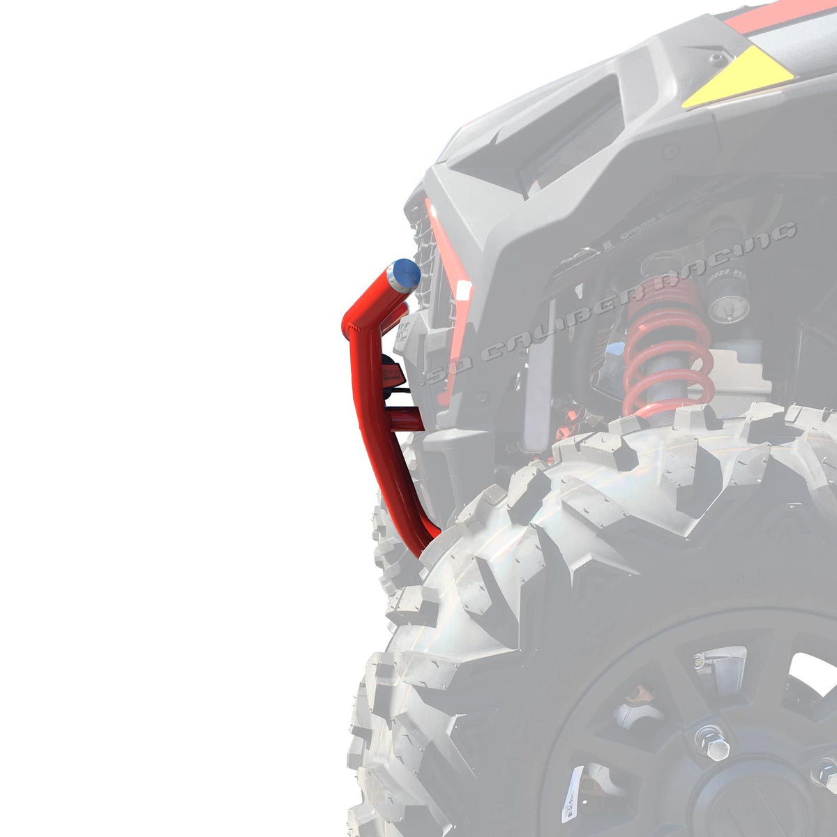 Red | 2018-2019 RZR Turbo S Long Travel 72" Dynamix Tubular Front Bumper - Red Side View