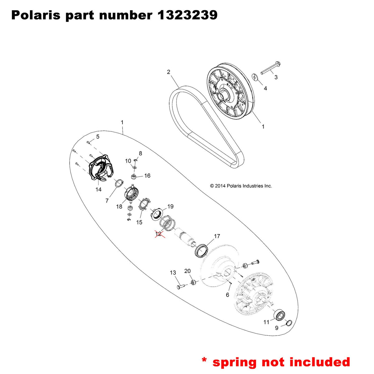 OEM Polaris Secondary Clutch 1323239 - RZR XP1000 2014 - 2015 | OEM Polaris Secondary Clutch Replaces OEM Part numbers - 1323239, 1323166- 2014-15 XP1000