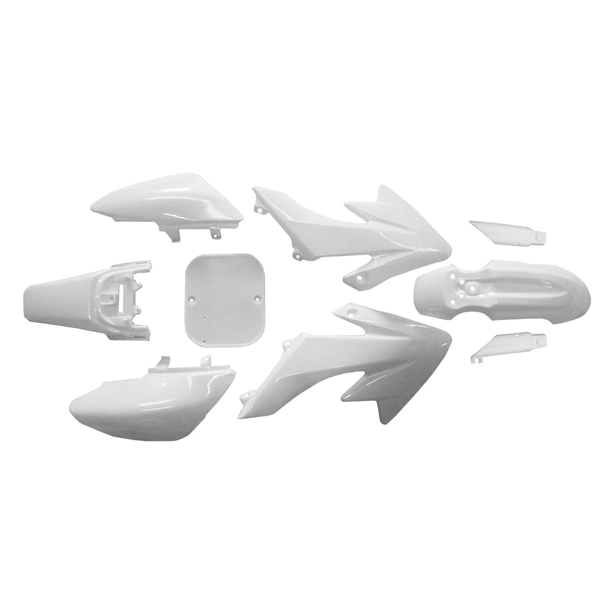 Honda CRF50 XR50 Plastics Kit -  9 Piece in Several Colors | 50 Caliber Racing Replacement Plastic Kit for Honda XR50 and CRF50 Pit Bikes White Color	