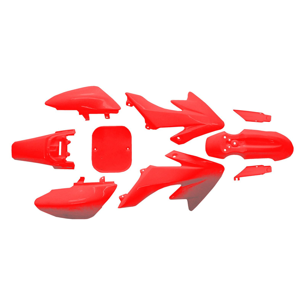 Honda CRF50 XR50 Plastics Kit -  9 Piece in Several Colors | 50 Caliber Racing Replacement Plastic Kit for Honda XR50 and CRF50 Pit Bikes Red Color	