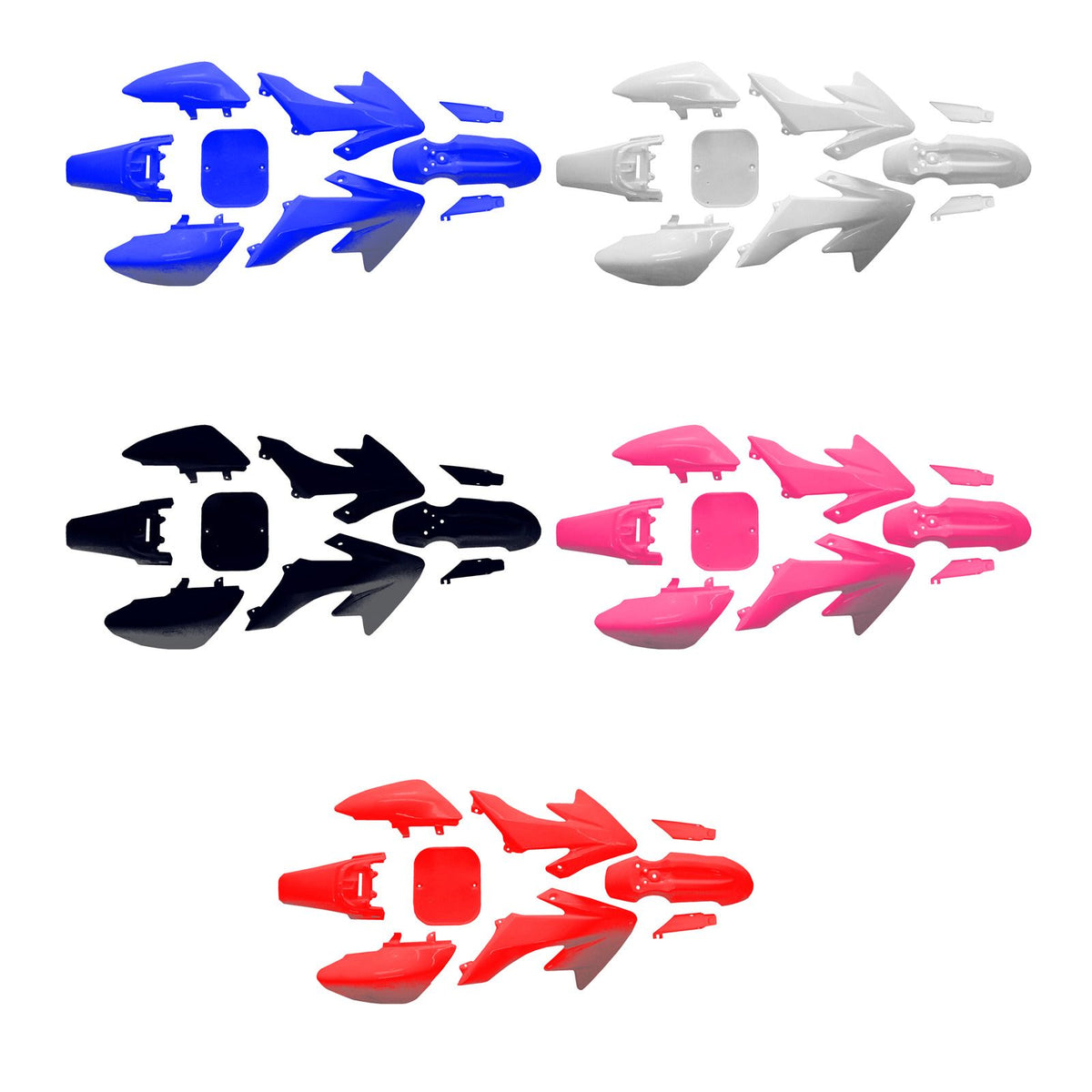 Honda CRF50 XR50 Plastics Kit -  9 Piece in Several Colors | Honda CRF50 Replacement Plastic Kit Available in White Black Blue Red and Pink