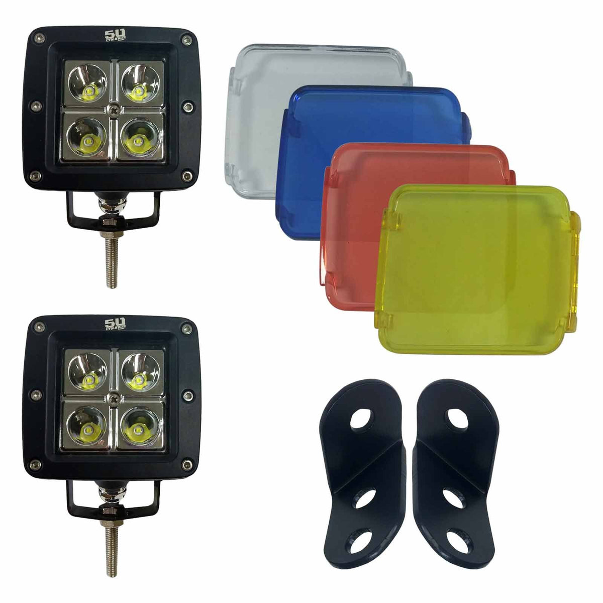  | Polaris General Pod Light Mounting Bracket Combo with 2" Pod Lights & Multicolor Covers