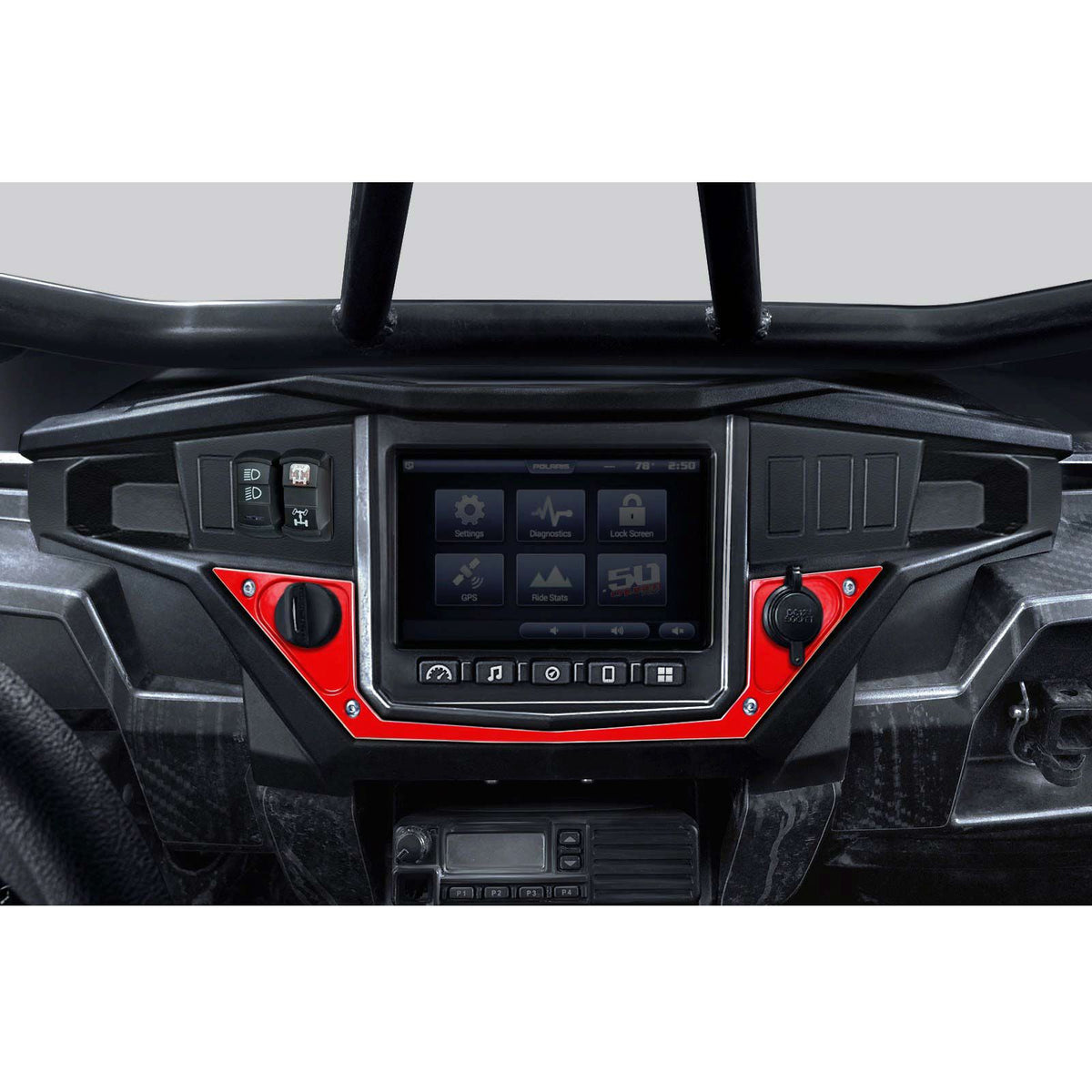 Red | Polaris Ride Command Center Dash Panel - Havasu Red - Shown Installed	