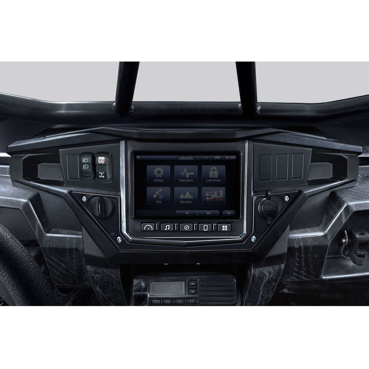 Black | Polaris Ride Command Center Dash Panel - Stealth Black - Shown Installed	