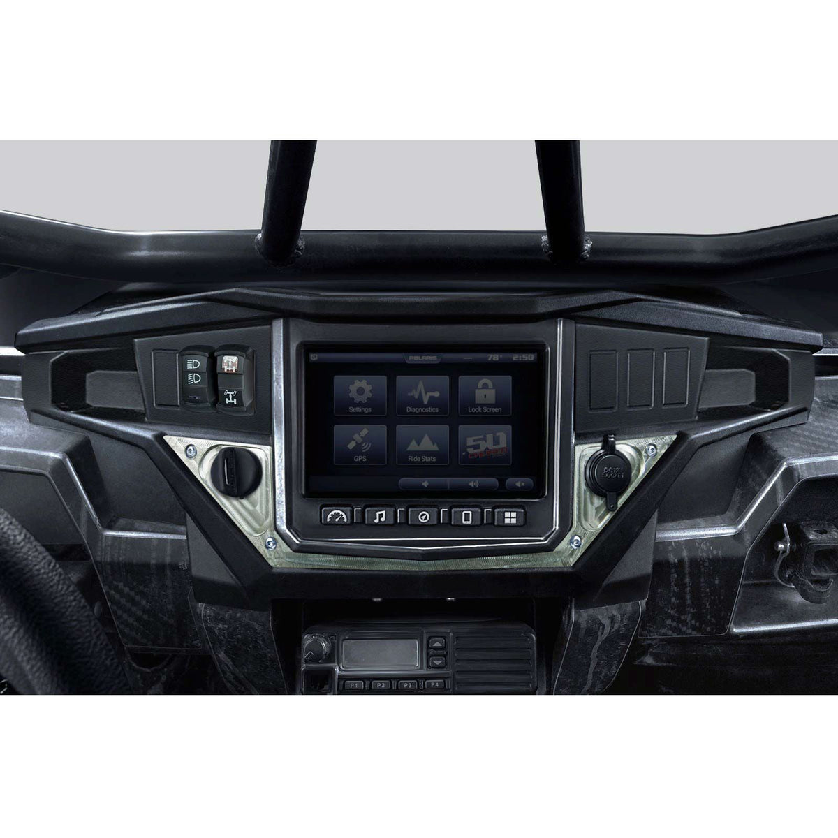 Raw Silver | Polaris Ride Command Center Dash Panel - Raw Silver - Shown Installed	
