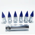 Blue | Tapered Splined Lug Nuts Chrome with Removable Spike  - 12 x 1.25mm Thread Pitch