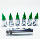 Green | Tapered Splined Lug Nuts Chrome with Removable Spike  - 12 x 1.25mm Thread Pitch