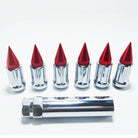 Red | Tapered Splined Lug Nuts Chrome with Removable Spike  - 12 x 1.25mm Thread Pitch