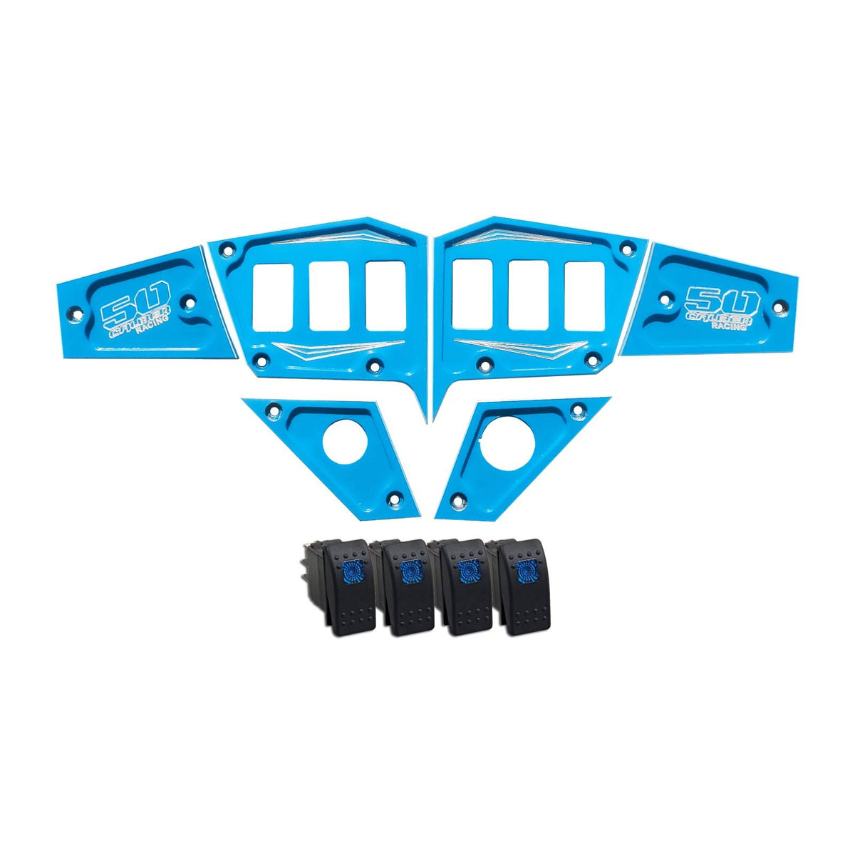 Voodoo Blue | Voodoo Blue 6 piece CNC Billet Aluminum Dash panel - Polaris Interactive Digital Display (GPS) equipped RZR XP 1000, S 900, 900 