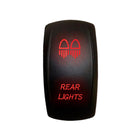 Red | Illuminated 50 Caliber Racing On/Off Rocker Switch with laser etched design - "Dual Rear Lights"
