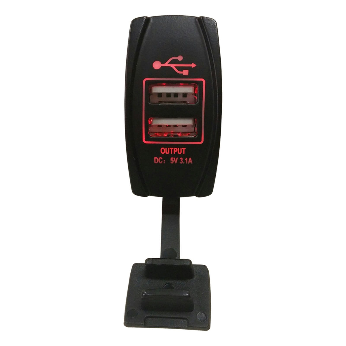 Red | Illuminated 50 Caliber Racing Dual USB Rocker Switch - USB Type A