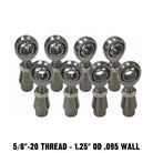 | 4 Link Rod End Kit -  5/8 Chromoly Heim - 1.25 OD Tubing and high misalignment spacers included