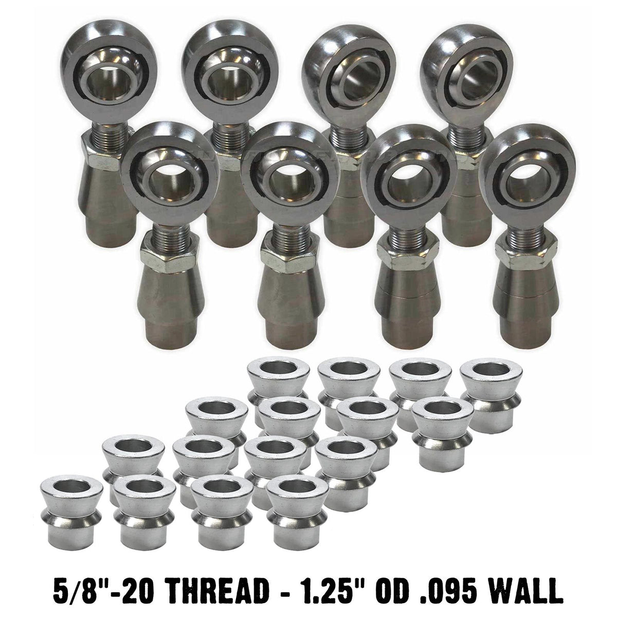 | 4 Link Rod End Kit - 5/8 Chromoly Heim - 1.25 OD .095 Wall Round Tubing WITH Spacers