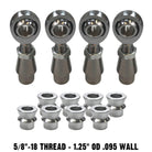 | 5/8-18 Sway Bar Link Rod End Kit - 1.25" OD .095 Wall Round Tubing - WITH Spacers