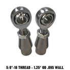 | 5/8 Panhard Bar Fabrication Kit - 5/8-18 Chromoly Heims - 1.25" OD .095 Wall WITHOUT Spacers