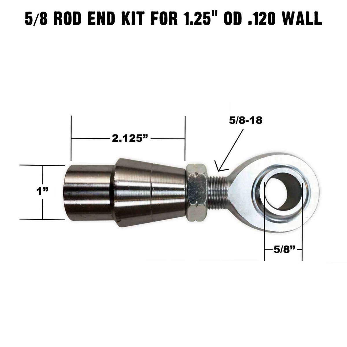 5/8 Chromoly Heim Joint Rod End Kit for 1.25" Tubing – Panhard Bar | 50 Caliber Racing Panhard Bar Fab Kit - Shown with optional high misalignment spacers