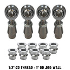 | 1/2-20 Sway Bar Link Rod End Kit - 1" OD .095 Wall Round Tubing - WITH Spacers