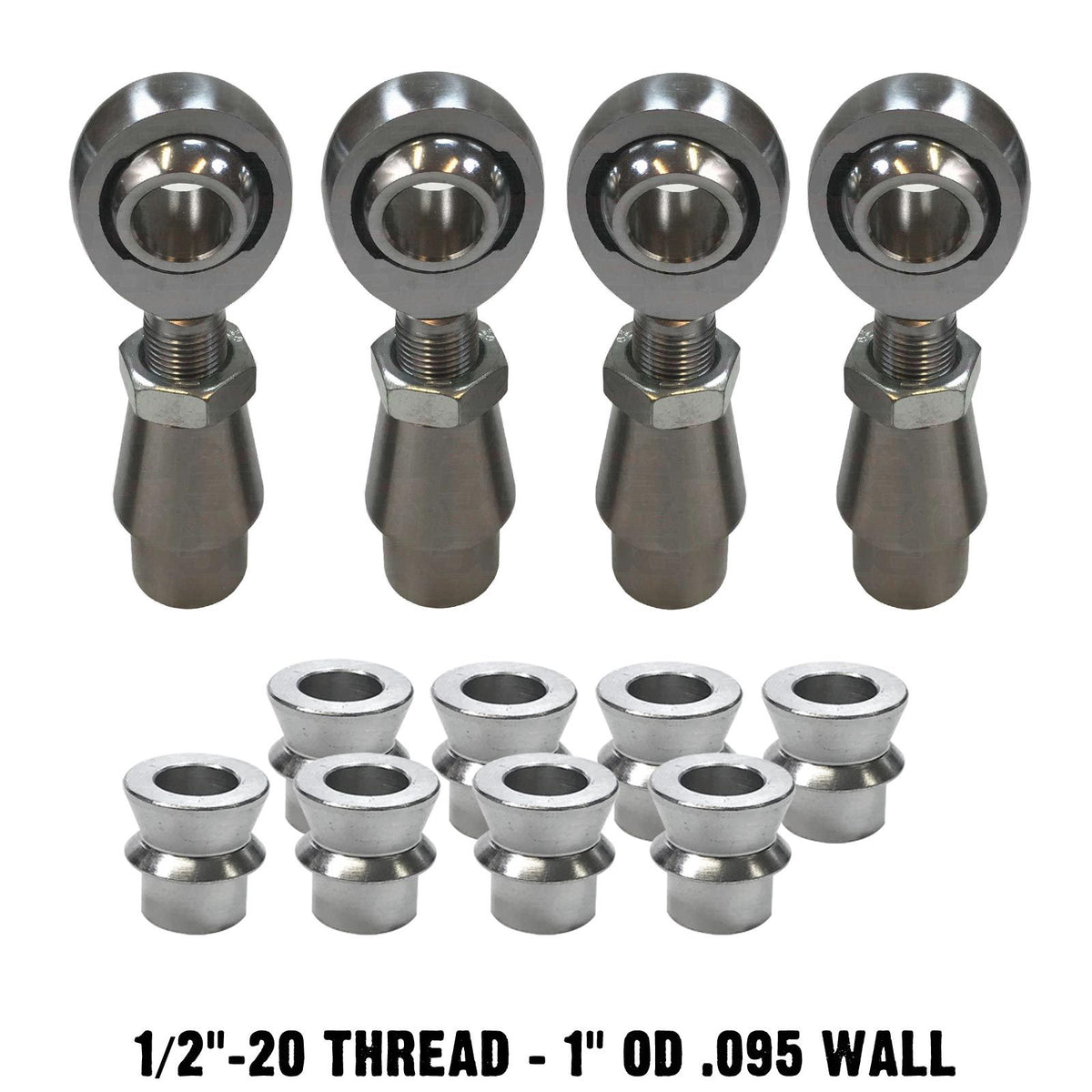 | 1/2-20 Sway Bar Link Rod End Kit - 1" OD .095 Wall Round Tubing - WITH Spacers