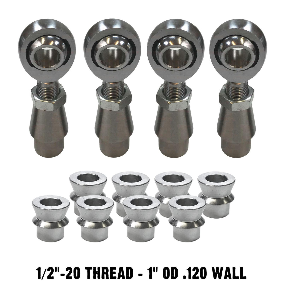 | 1/2-20 Sway Bar Link Rod End Kit - 1" OD .120 Wall Round Tubing - WITH Spacers