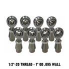 | 4 Link Rod End Kit - 1/2" Chromoly Heim - 1" OD .095 Wall Round Tubing Without Spacers