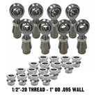 | 4 Link Rod End Kit - 1/2" Chromoly Heim - 1" OD .095 Wall Round Tubing WITH Spacers