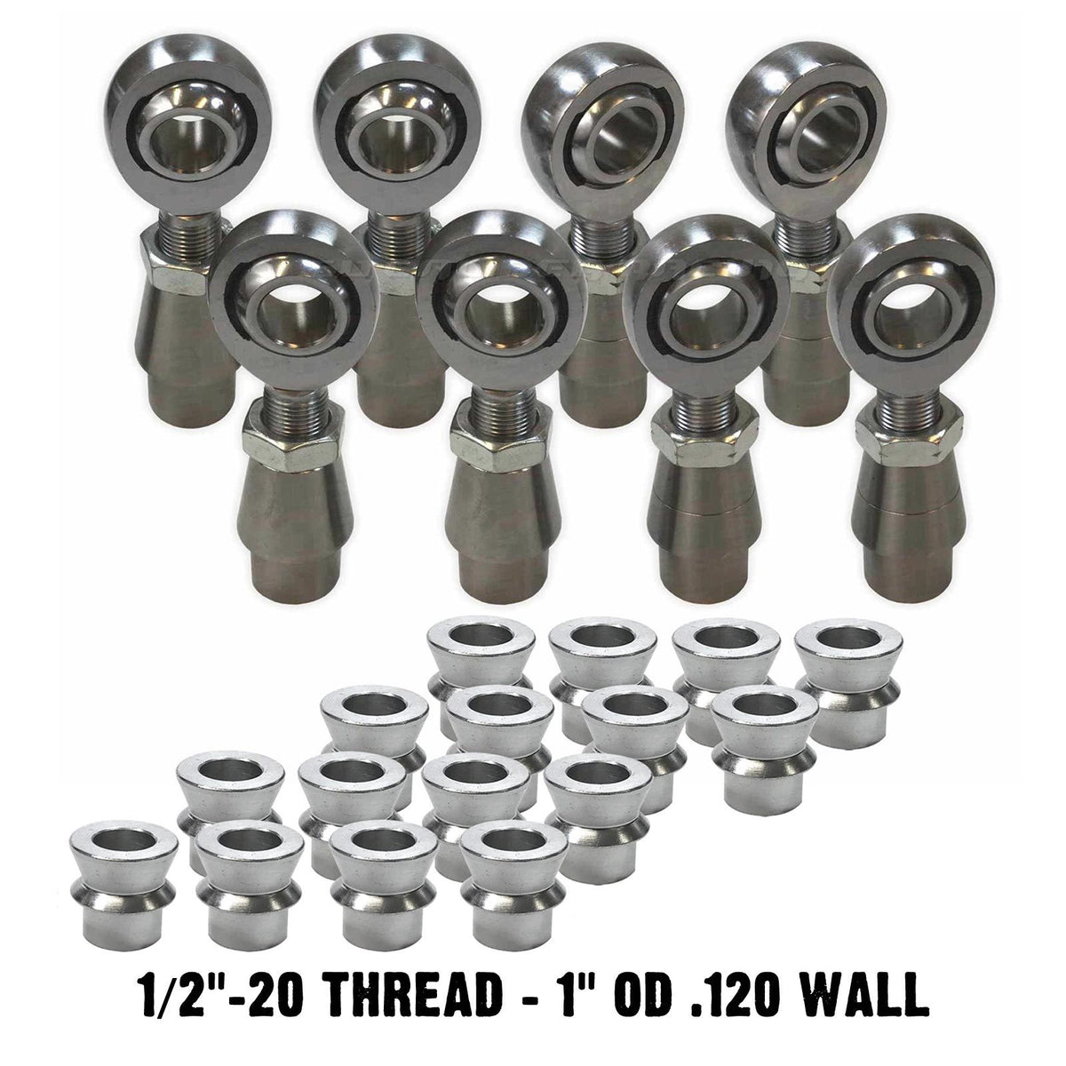 | 4 Link Rod End Kit - 1/2" Chromoly Heim - 1" OD .120 Wall Round Tubing WITH Spacers