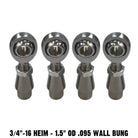 3/4 Chromoly Heim Joint Rod End Kit for 1.5" Tubing – Sway Bar Link | 3/4-16 Sway Bar Link Rod End Kit - 1.5" OD .095 Wall Round Tubing - Without Spacers