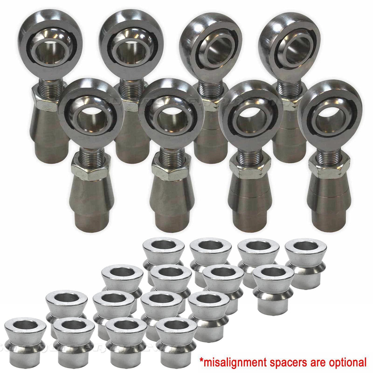 3/4 Chromoly Heim Joint 4 Link Rod End Kit for 1.5" Tubing | 3/4" 4 Link Kit Chromoly Heim - 1.5" OD Tubing and high misalignment spacers included