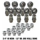  | 4 Link Rod End Kit - 3/4" Chromoly Heim - 1.5" OD .095 Wall Round Tubing WITH Spacers