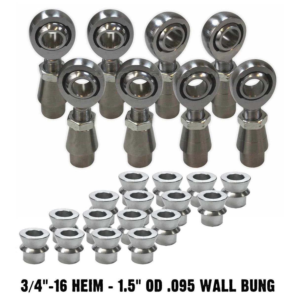  | 4 Link Rod End Kit - 3/4" Chromoly Heim - 1.5" OD .095 Wall Round Tubing WITH Spacers