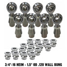  | 4 Link Rod End Kit - 3/4" Chromoly Heim - 1.5" OD .120 Wall Round Tubing WITH Spacers