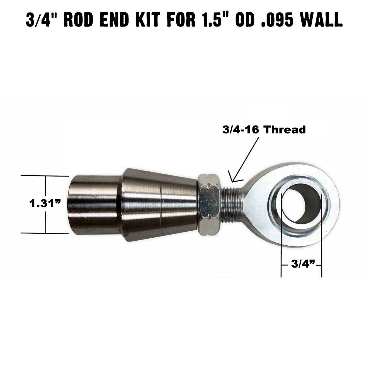 3/4 Chromoly Heim Joint 4 Link Rod End Kit for 1.5" Tubing | 4 Link Rod End Kit - 1.5" OD Tubing with .095 Wall thickness - Dimensions