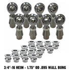  | 4 Link Rod End Kit - 3/4" Chromoly Heim - 1.75" OD .095 Wall Round Tubing WITH Spacers