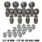  | 4 Link Rod End Kit - 3/4" Chromoly Heim - 1.75" OD .120 Wall Round Tubing WITH Spacers
