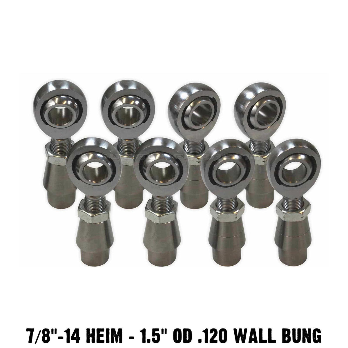 7/8 Chromoly Heim Joint 4 Link Rod End Kit for 1.5" Tubing | 4 Link Rod End Kit - 7/8" Chromoly Heim - 1.5" OD .120  Wall Round Tubing - NO Spacers