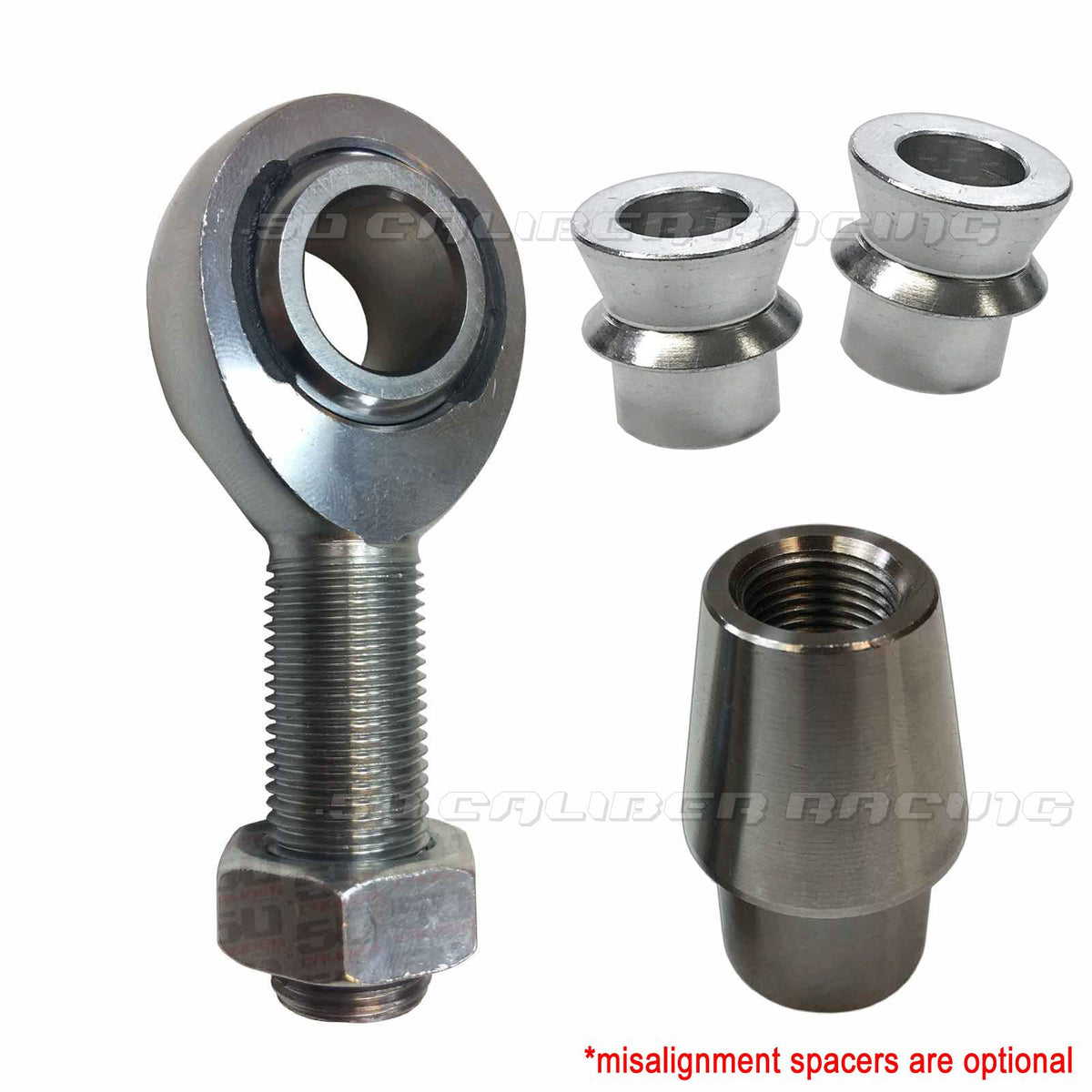 7/8 Chromoly Heim Joint Kit – 1.75" OD Tubing | 	Rod End Kit - Single Joint - 7/8-14 x 7/8 bore Chromoly Heim - 1.75" OD Tubing - Shown With Optional Misalignment Spacers
