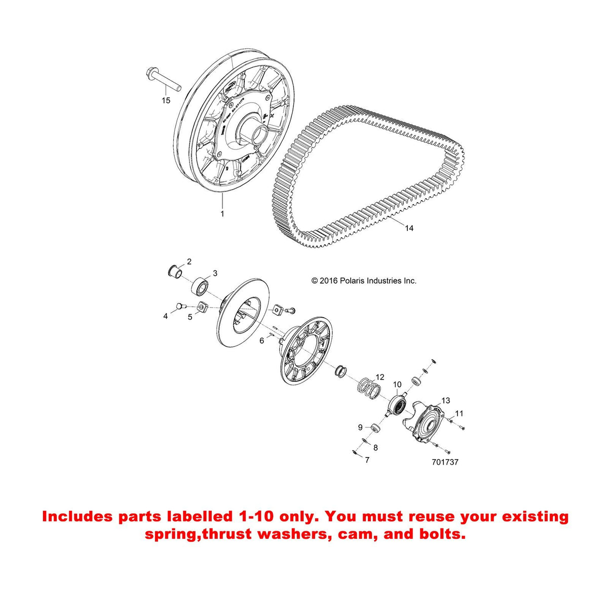 OEM Polaris Secondary Clutch 1323298 - 2016 RZR XP1000 | OEM Polaris Secondary Clutch for RZR XP1000 2016