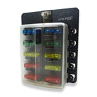 10 Way 12V Fuse Block - LED Indicators - Blade Terminals | 10 Way 12V Circuit Fuse Block - LED Indicators - Blade Terminals
